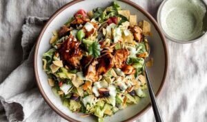 BBQ Chicken Chopped Salad with Cilantro Ranch bbq-chicken-chopped-salad-bowl-cilantro-ranch