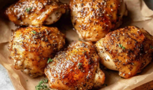 Boneless Skinless Chicken Thighs in Oven boneless-skinless-chicken-thighs-oven-golden-baking-sheet