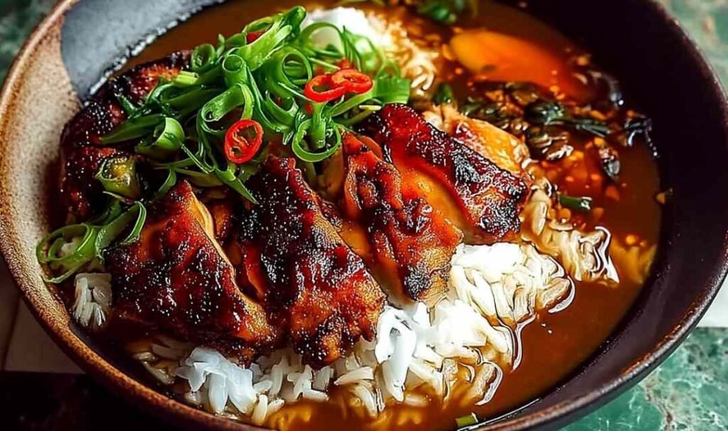 caramelised-soy-chicken-garlic-ginger-broth-rice-bowl