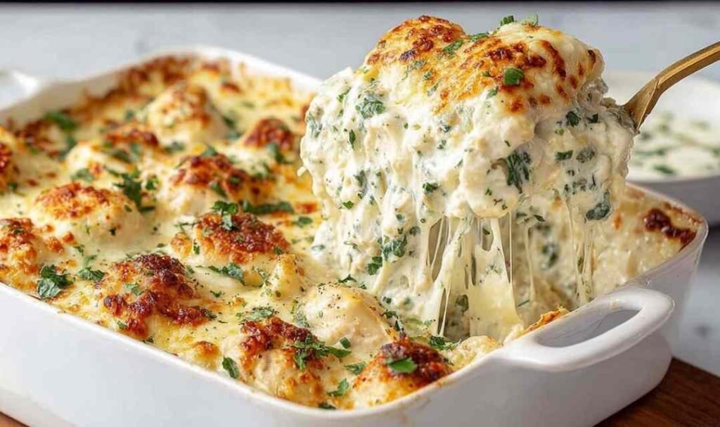 chicken-alfredo-lasagna-baked-golden-cheese