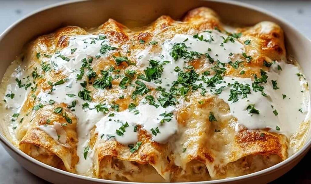 chicken-enchiladas-sour-cream-white-sauce-baked