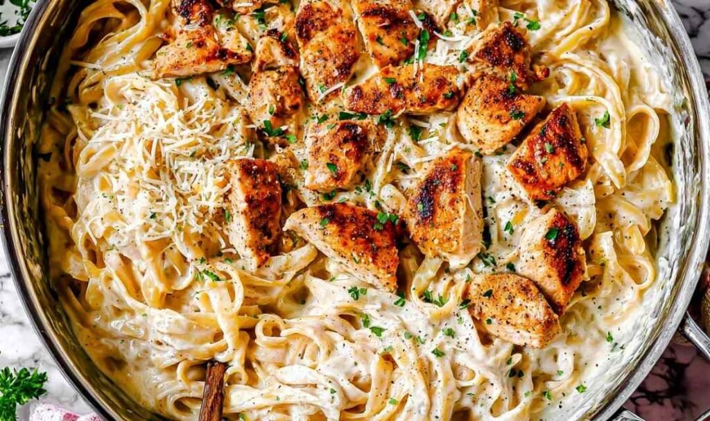 chicken-fettuccine-alfredo-saute-pan-homemade