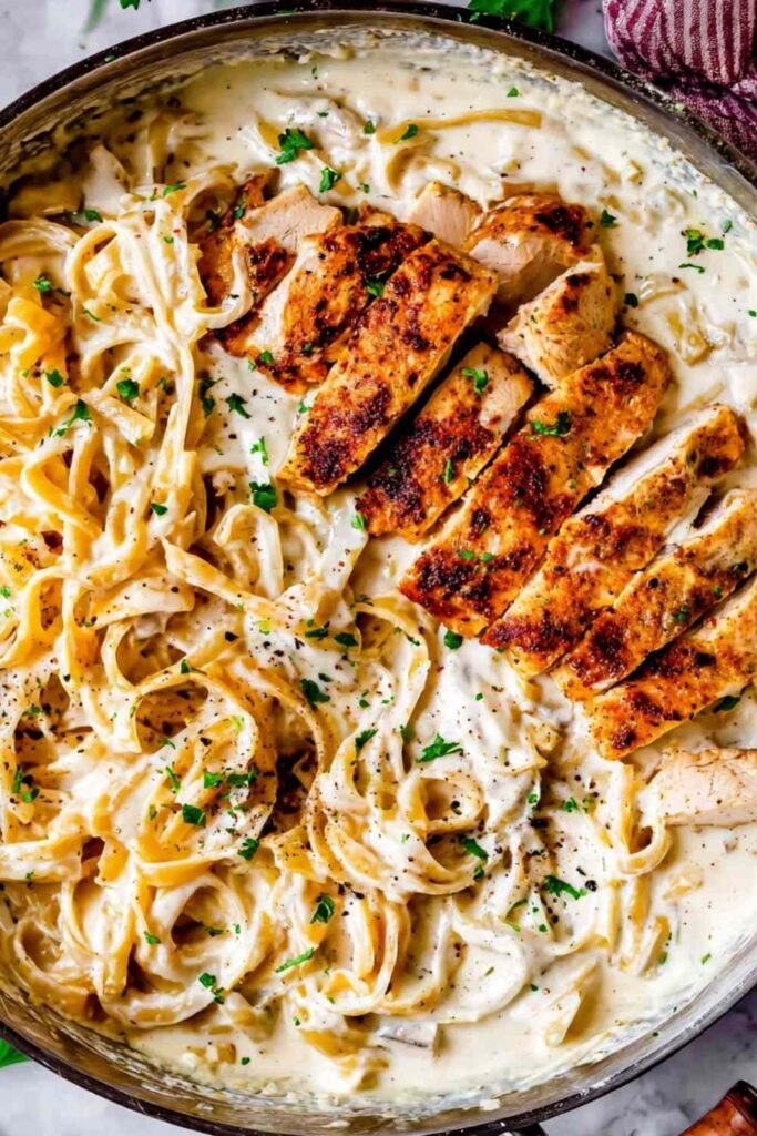 chicken-fettuccine-alfredo-saute-pan-homemade