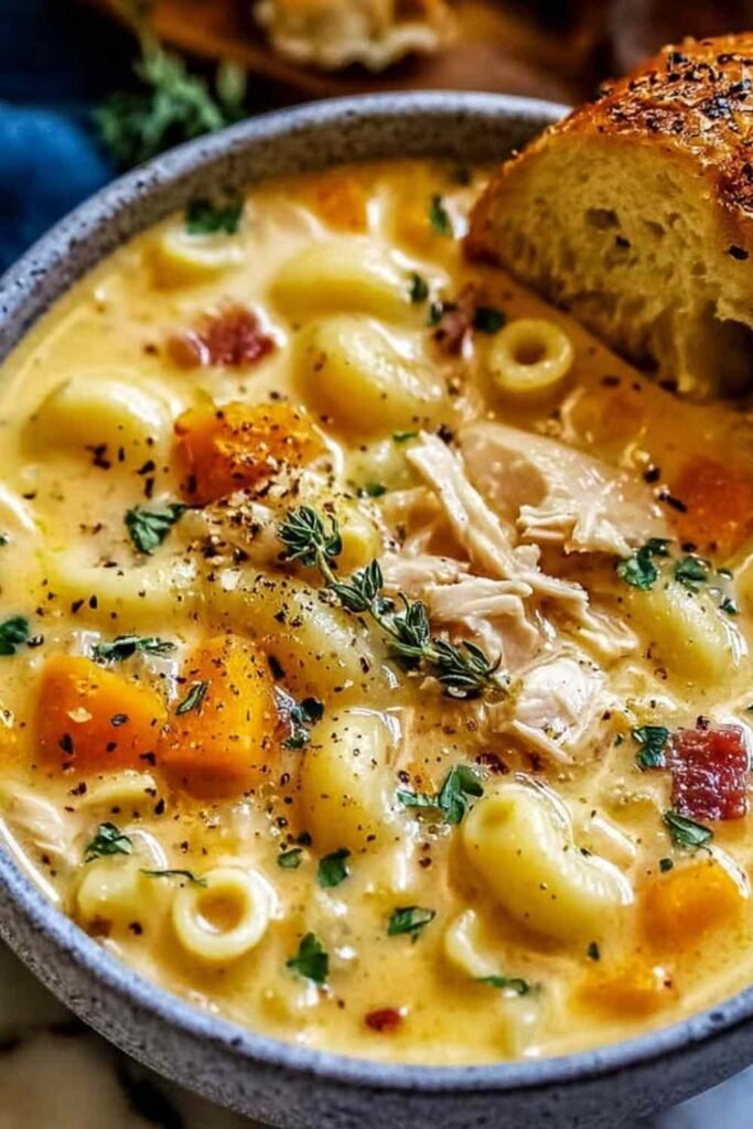 honey-pepper-chicken-mac-and-cheese-bowl-creamy