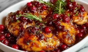 Cranberry Orange Glazed Chicken cranberry-orange-glazed-chicken-skillet-baked