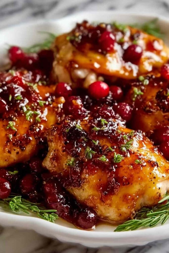 cranberry-orange-glazed-chicken-skillet-baked