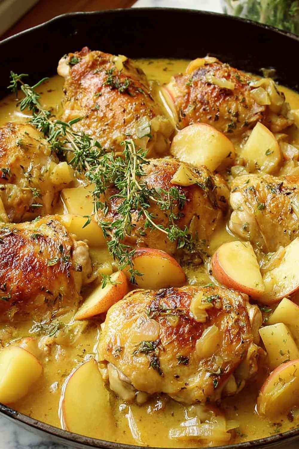 chicken-normandy-cast-iron-skillet-apple-cider-cream-sauce