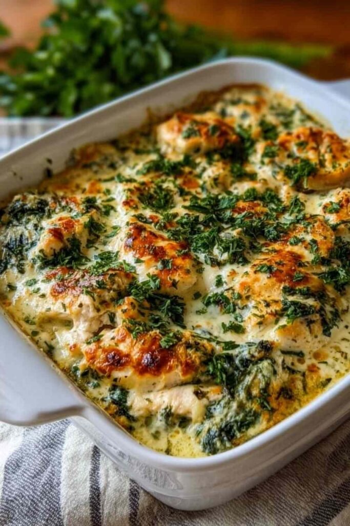 chicken-and-spinach-casserole-baked-golden