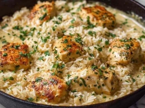 creamy-herb-chicken-basmati-rice-skillet-recipe