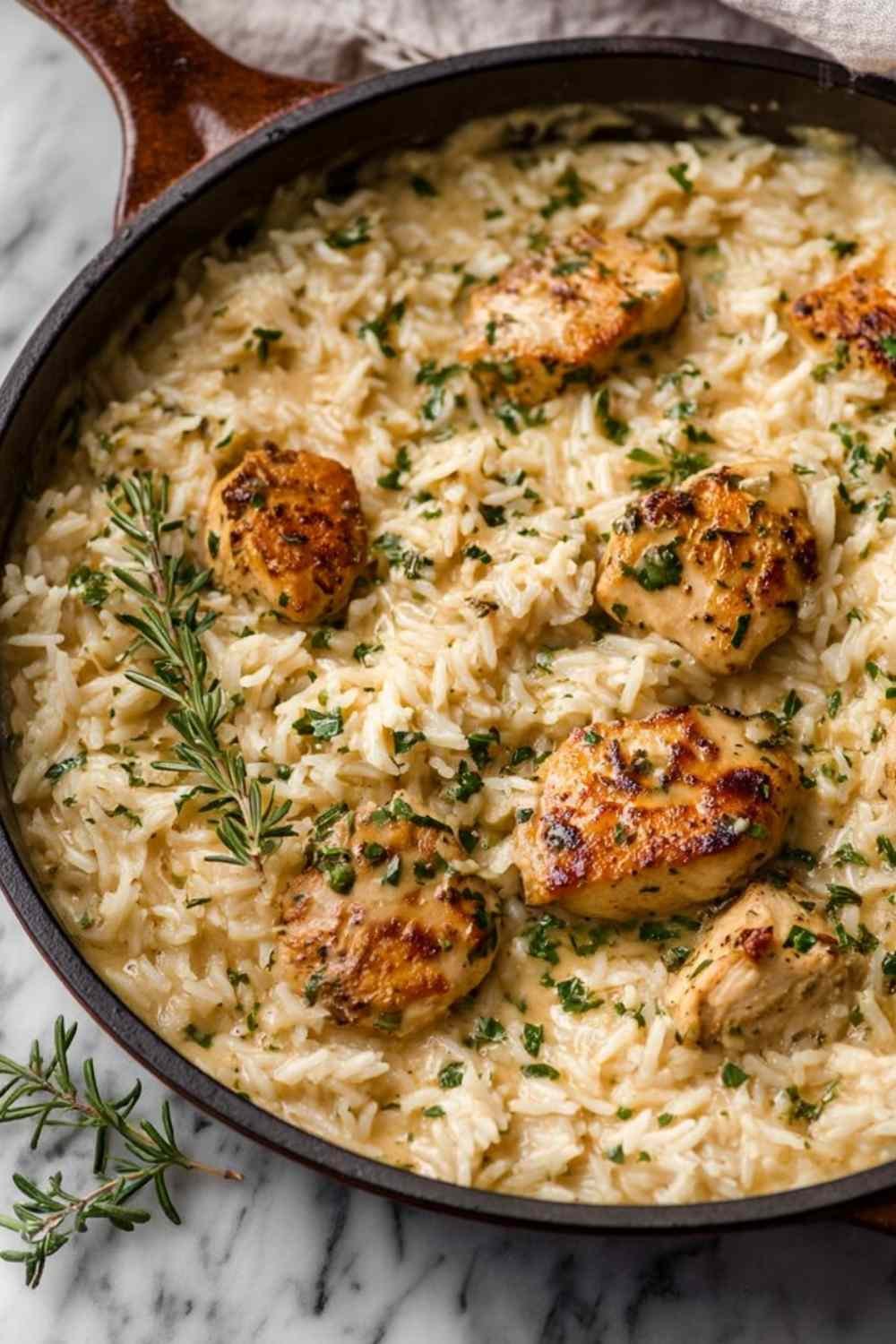 creamy-herb-chicken-basmati-rice-skillet-recipe