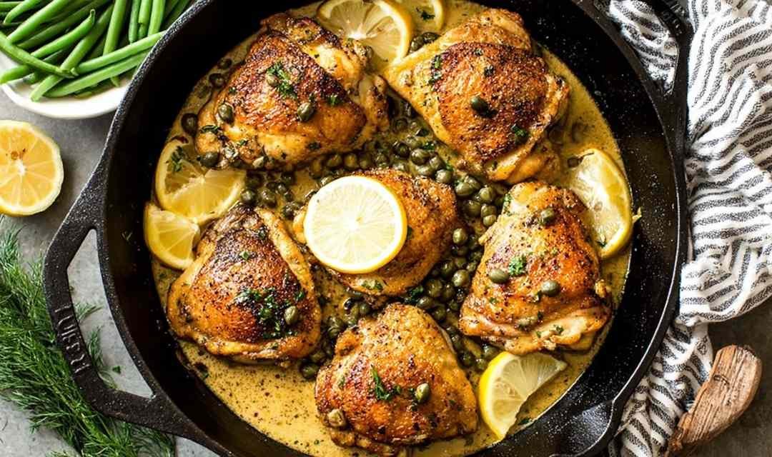 Creamy Lemon Garlic Chicken Thighs with Capers