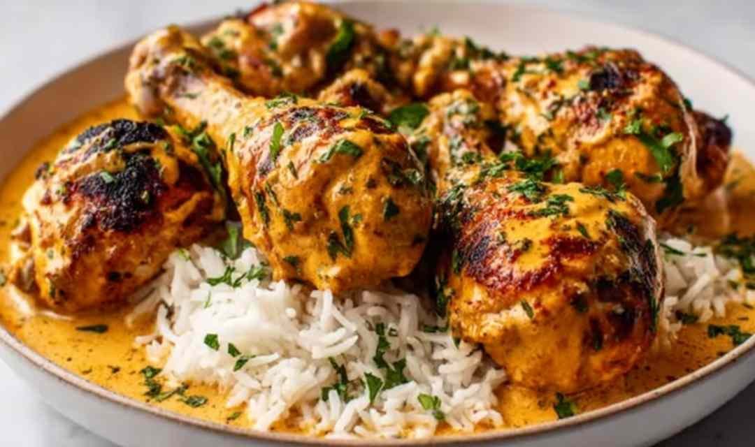 Creamy Paprika Chicken Drumsticks with Steamed Rice