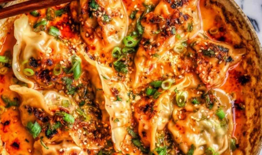 Baked Chicken Dumplings in Red Curry Sauce