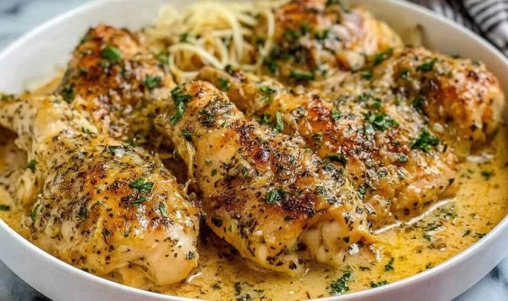 crock-pot-angel-chicken-creamy-italian-sauce-angel-hair-pasta