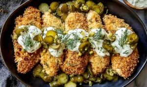Dill Pickle Parmesan Chicken dill-pickle-parmesan-chicken-creamy-dill-sauce