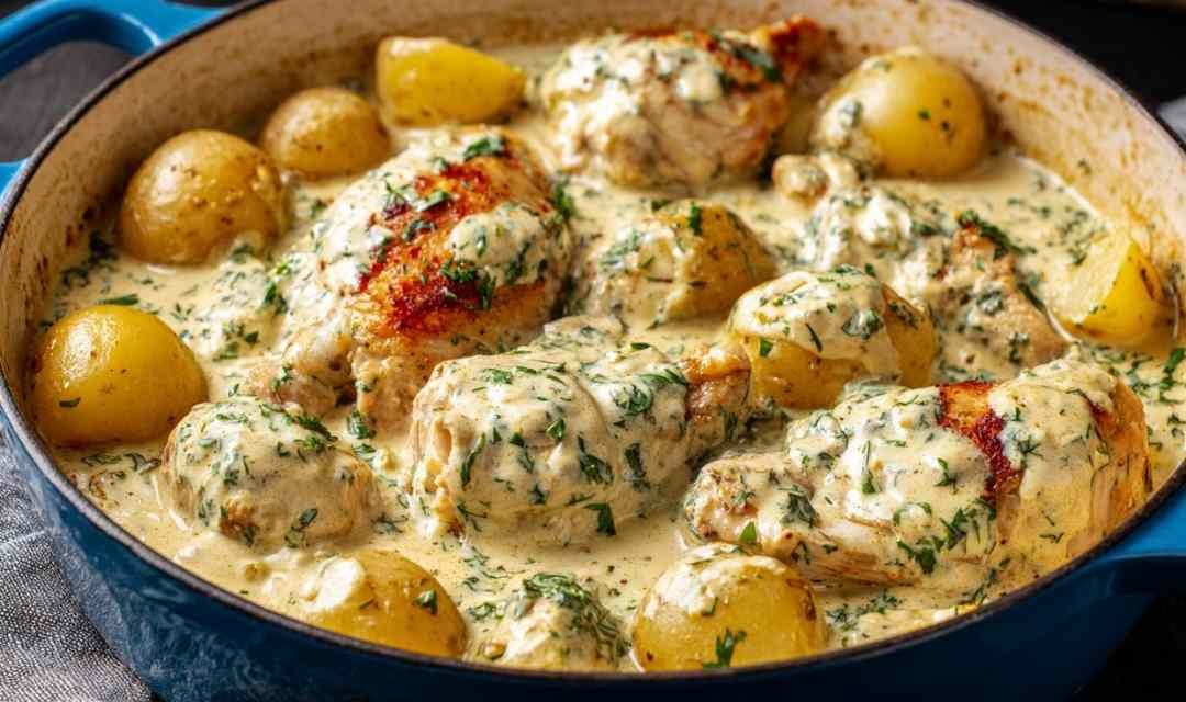 Dutch Oven Creamy Ranch Chicken and Potatoes