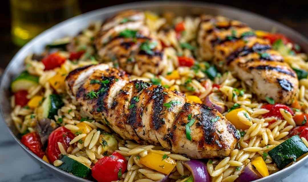 Easy Balsamic Chicken and Veggie Orzo
