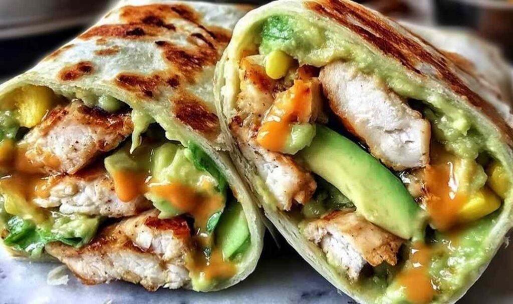 chicken-avocado-ranch-burritos-marble-countertop