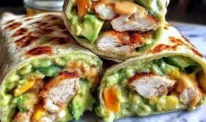 chicken-avocado-ranch-burritos-marble-countertop