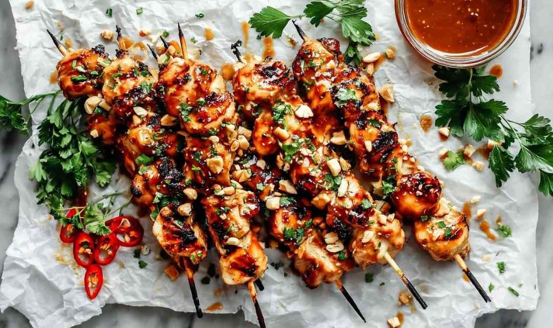 Asian Chicken Skewers with Honey Garlic Sauce