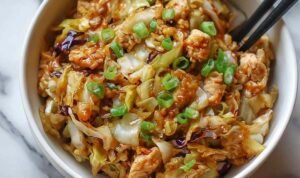 Egg Roll Bowls with Chicken and Cabbage egg-roll-bowls-chicken-cabbage-skillet