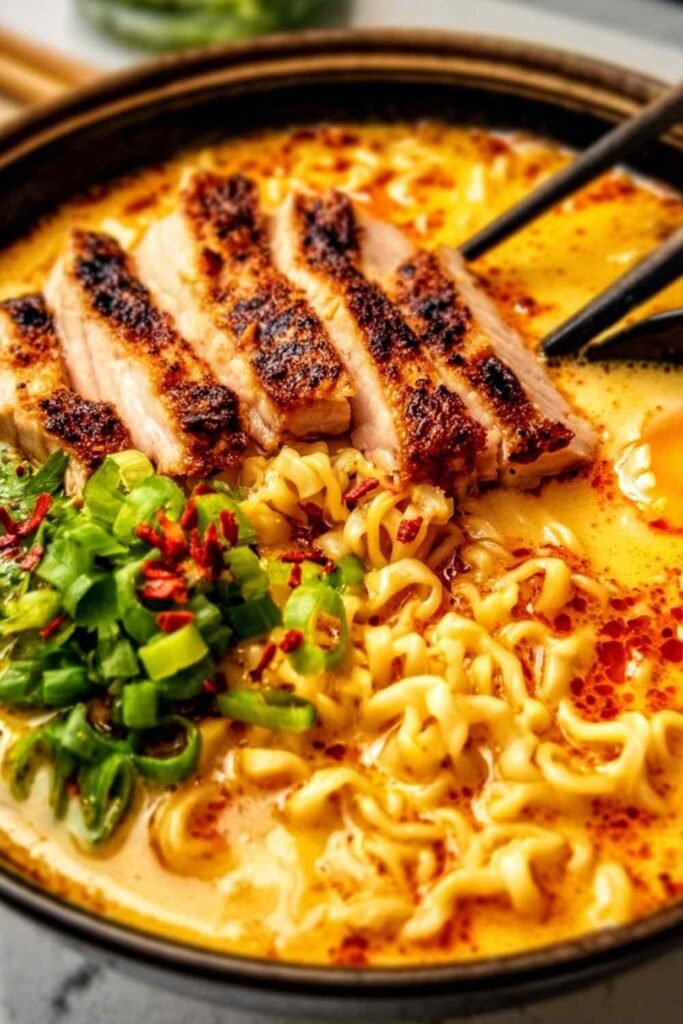 fiery-chicken-ramen-creamy-garlic-sauce-bowl