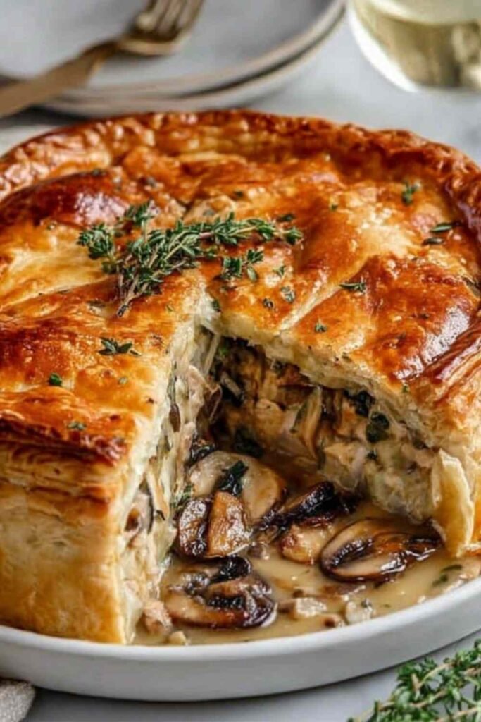 french-chicken-mushroom-pie-tourte-golden-pastry