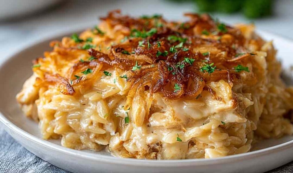 french-onion-chicken-orzo-casserole-baked-skillet