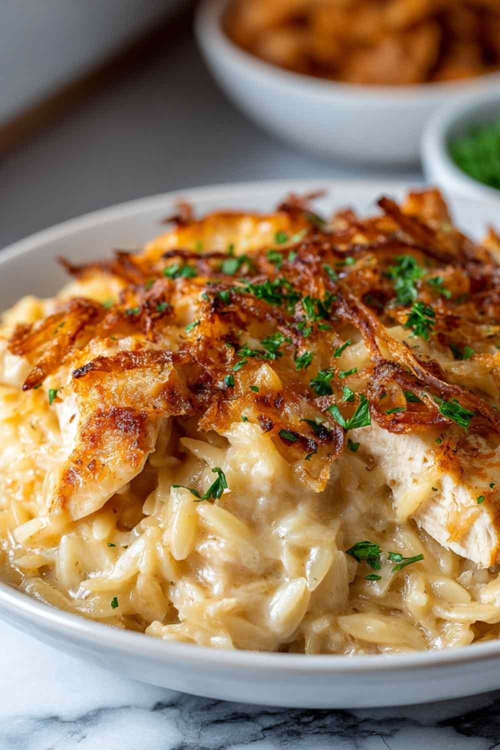 french-onion-chicken-orzo-casserole-baked-skillet