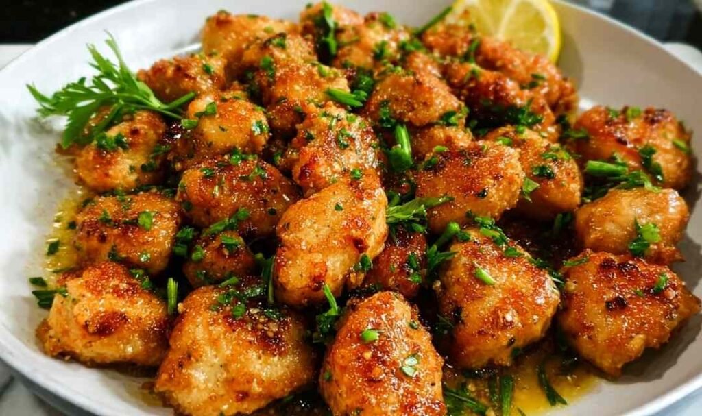 garlic-butter-chicken-bites-skillet-parsley