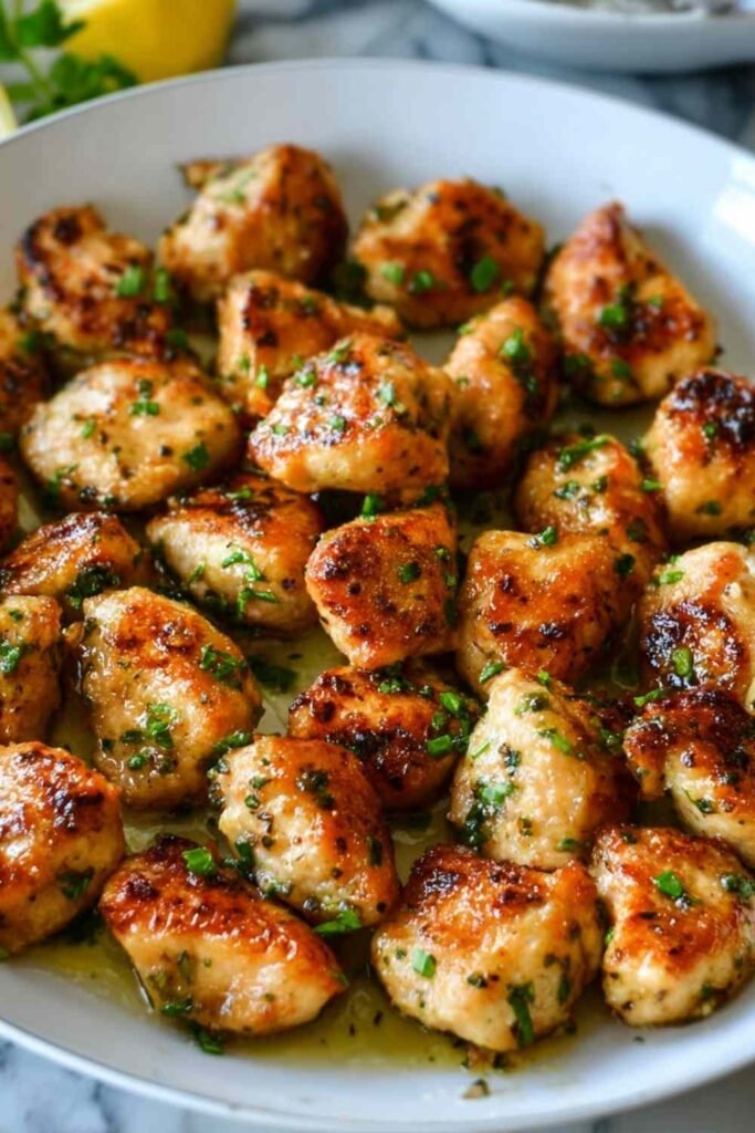 garlic-butter-chicken-bites-skillet-parsley