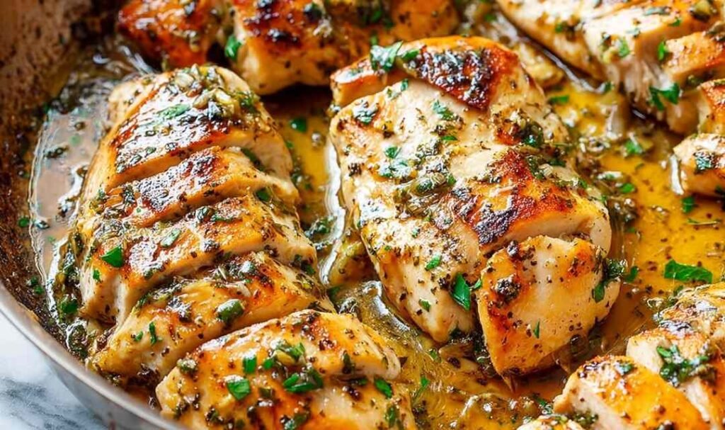 garlic-butter-chicken-recipe-skillet-pan-sauce