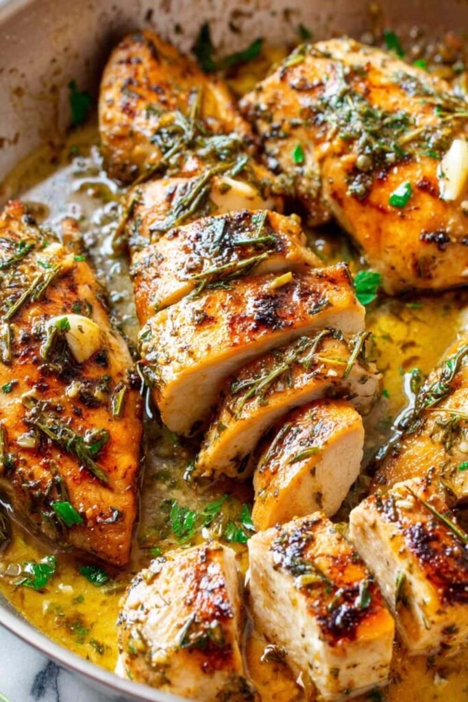 garlic-butter-chicken-recipe-skillet-pan-sauce