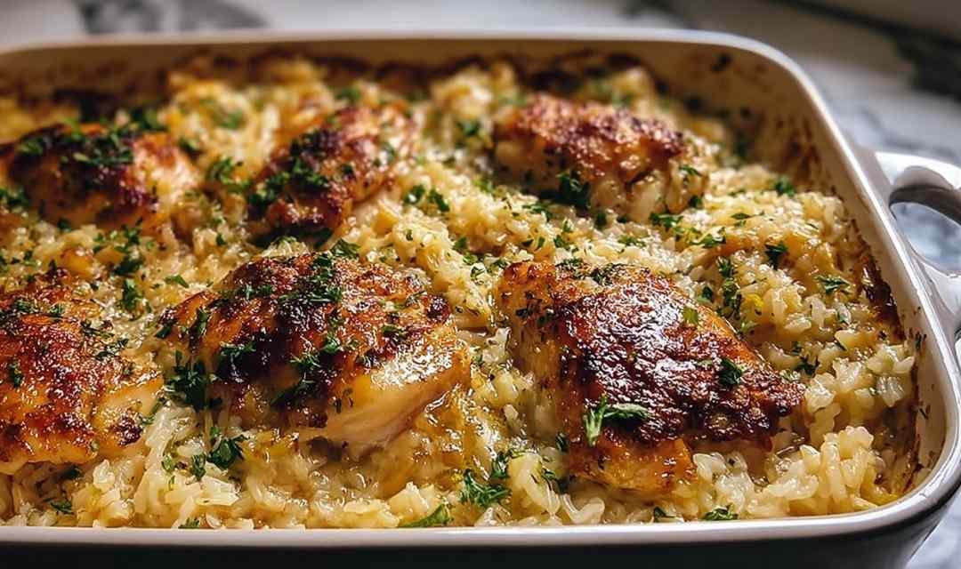 Garlic Butter Chicken and Rice Casserole
