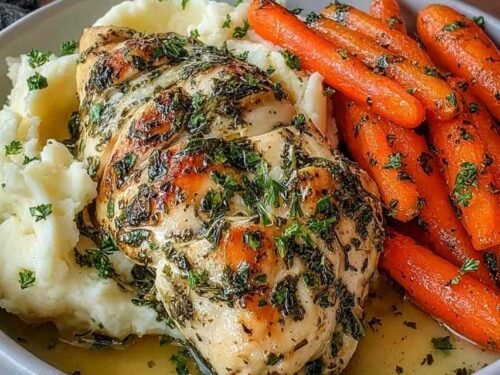 garlic-herb-chicken-mashed-potatoes-glazed-carrots-dinner
