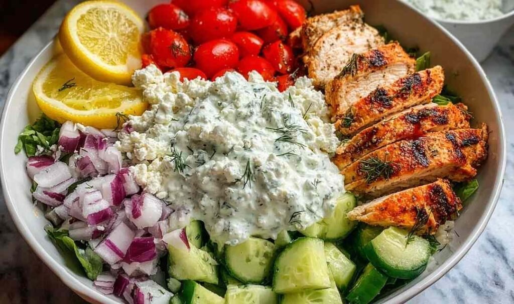 greek-chicken-bowls-with-tzatziki-and-feta