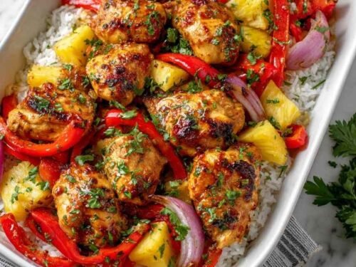 hawaiian-chicken-sheet-pan-roasted-pineapple-glaze