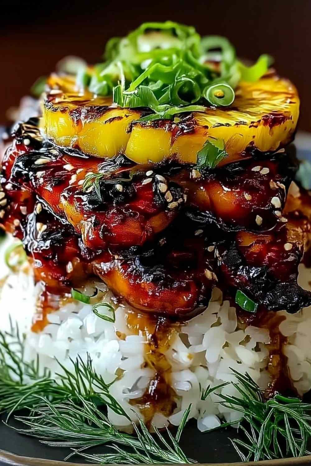hawaiian-huli-huli-chicken-stack-plated-pineapple-rice