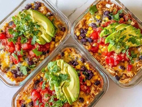 high-protein-chicken-cottage-cheese-enchilada-bowl-garnished