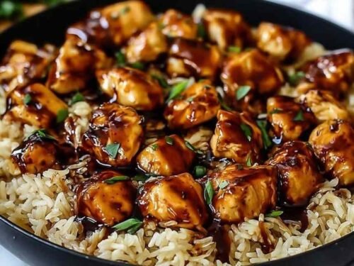 honey-bbq-chicken-rice-one-pan-skillet-dinner