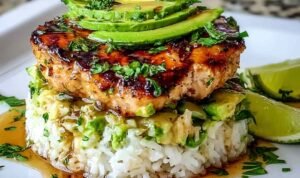honey-lime-chicken-avocado-rice-stack-assembled-bowl