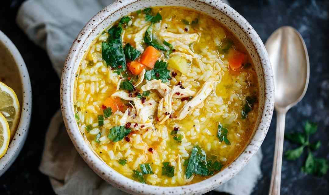 Lemon Ginger Turmeric Chicken and Rice Soup