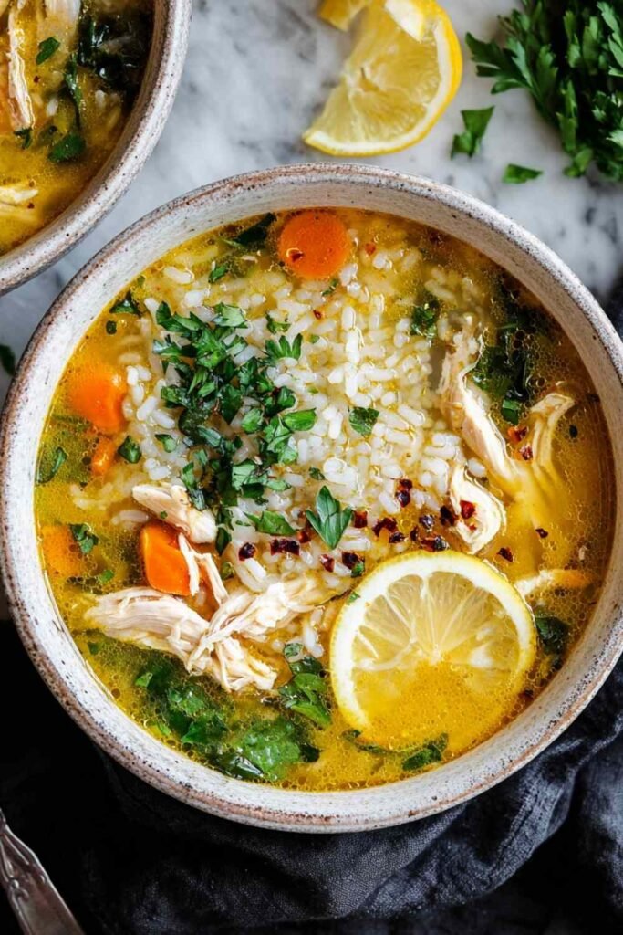 lemon-ginger-turmeric-chicken-rice-soup-bowl