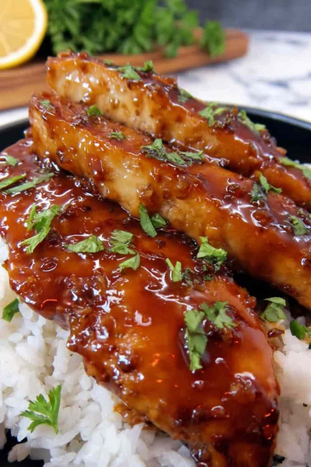 lemon-honey-glazed-chicken-strips-rice-bowl