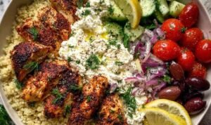 mediterranean-chicken-bowl-grilled-chicken-quinoa-hummus