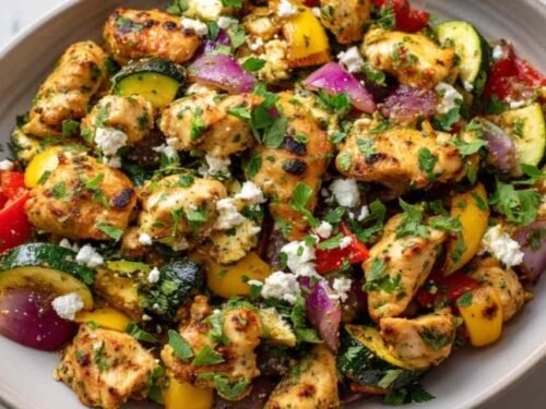 mediterranean-chicken-stir-fry-skillet-feta-olives