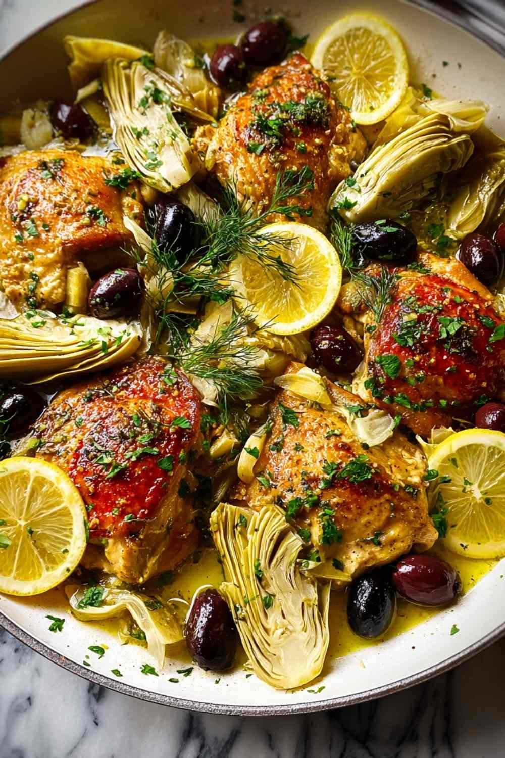 Mediterranean Lemon Chicken with Artichokes and Olives