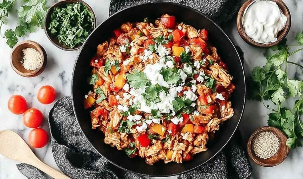 mexican-pulled-chicken-shredded-skillet-sauce