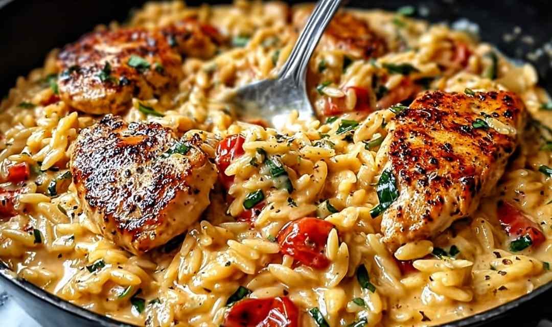 One Pot Cajun Chicken Alfredo Orzo