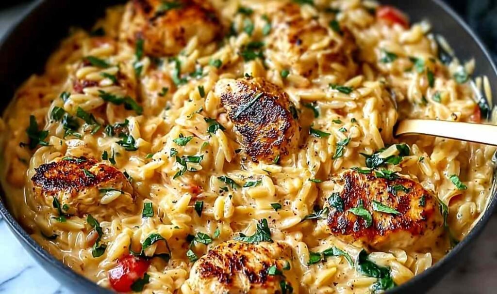 one-pot-cajun-chicken-alfredo-orzo-bowl-parsley